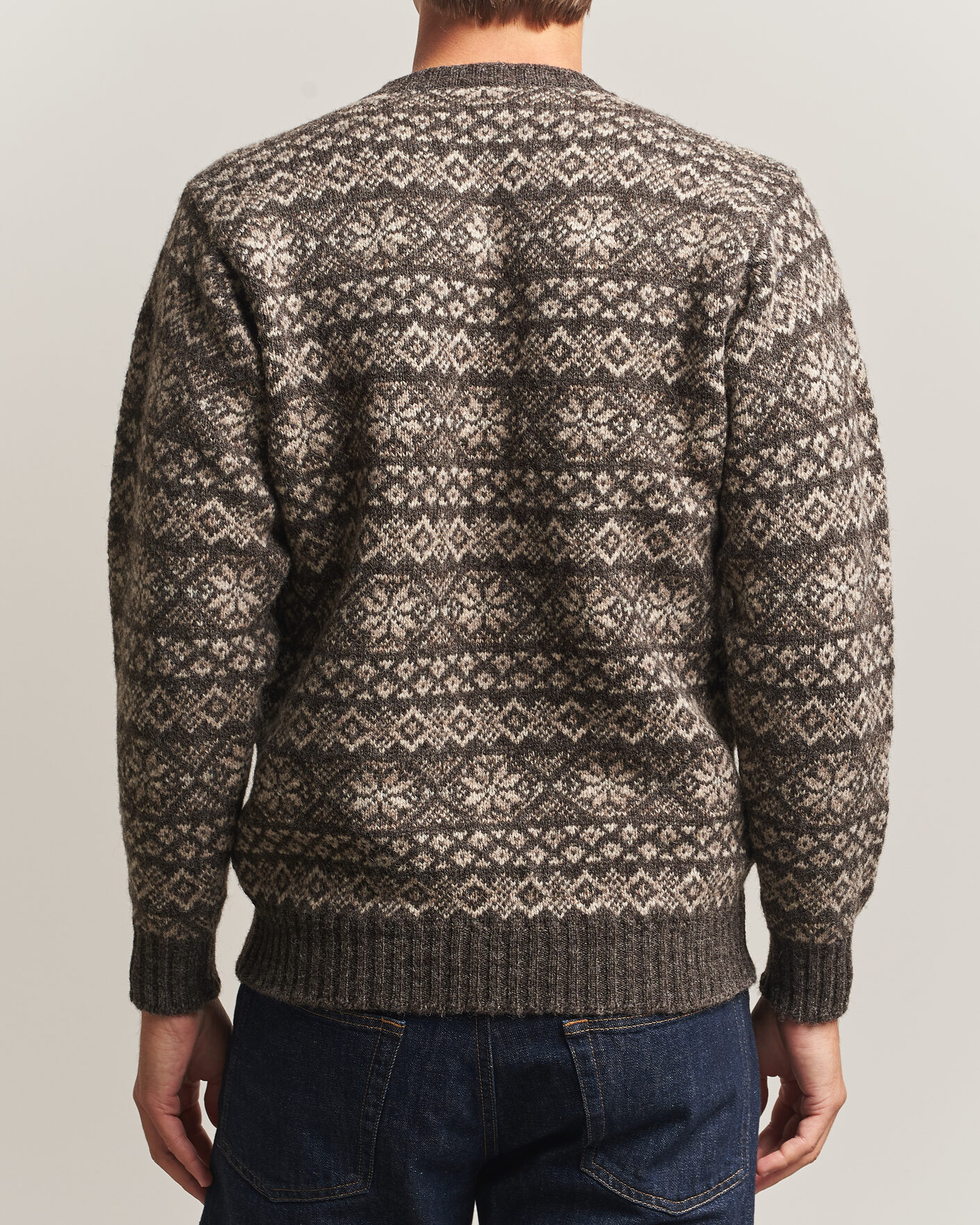 Herre | Trøjer | Jamieson's of Shetland | Jamiesons Of Shetland All Over Fair Isle Pullover Crew Neck Grey