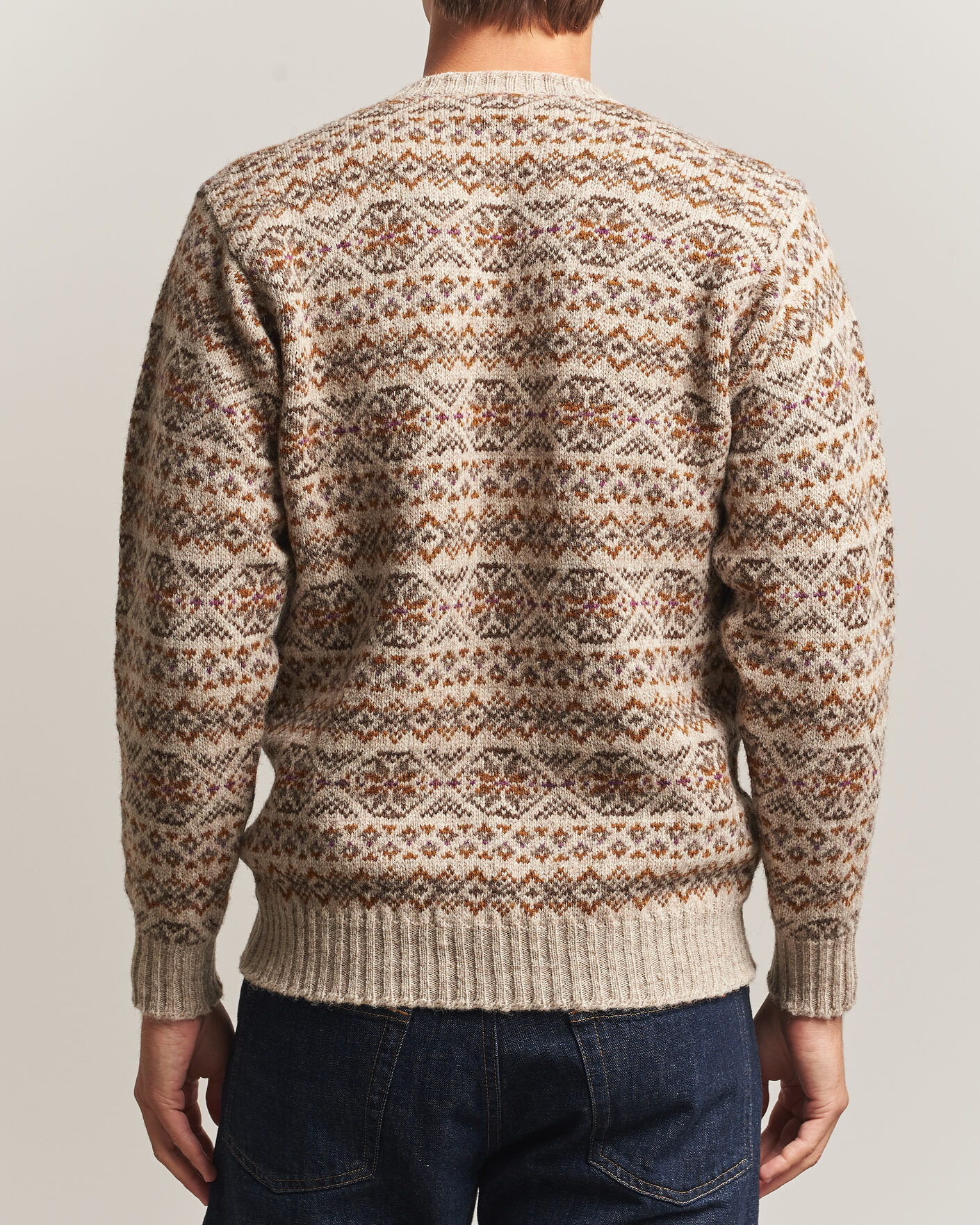 Herre | Trøjer | Jamieson's of Shetland | Jamiesons Of Shetland All Over Fair Isle Pullover Crew Neck Natural