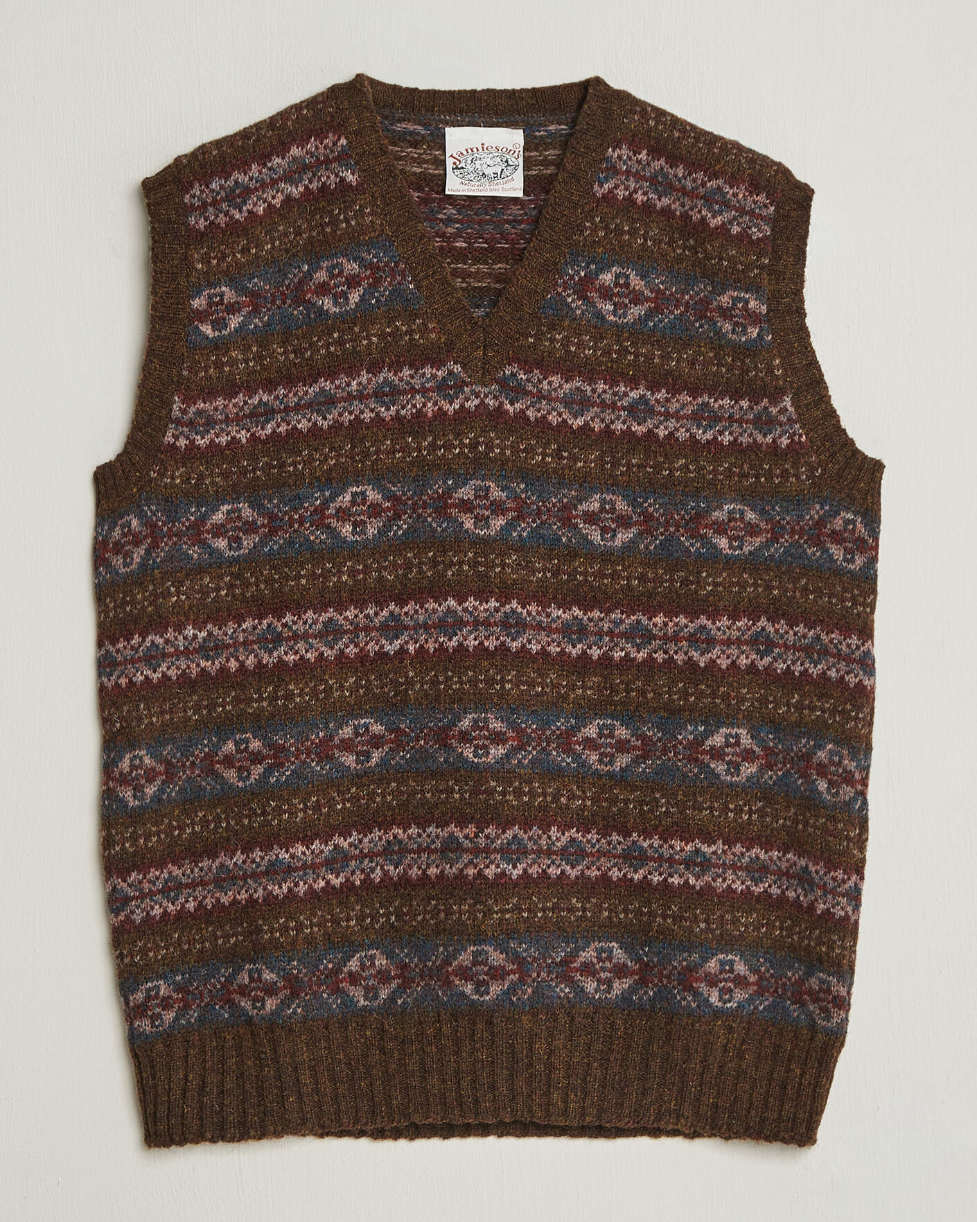 Herre | Trøjer | Jamieson's of Shetland | Jamiesons Of Shetland All Over Fair Isle Slipover Moss Green