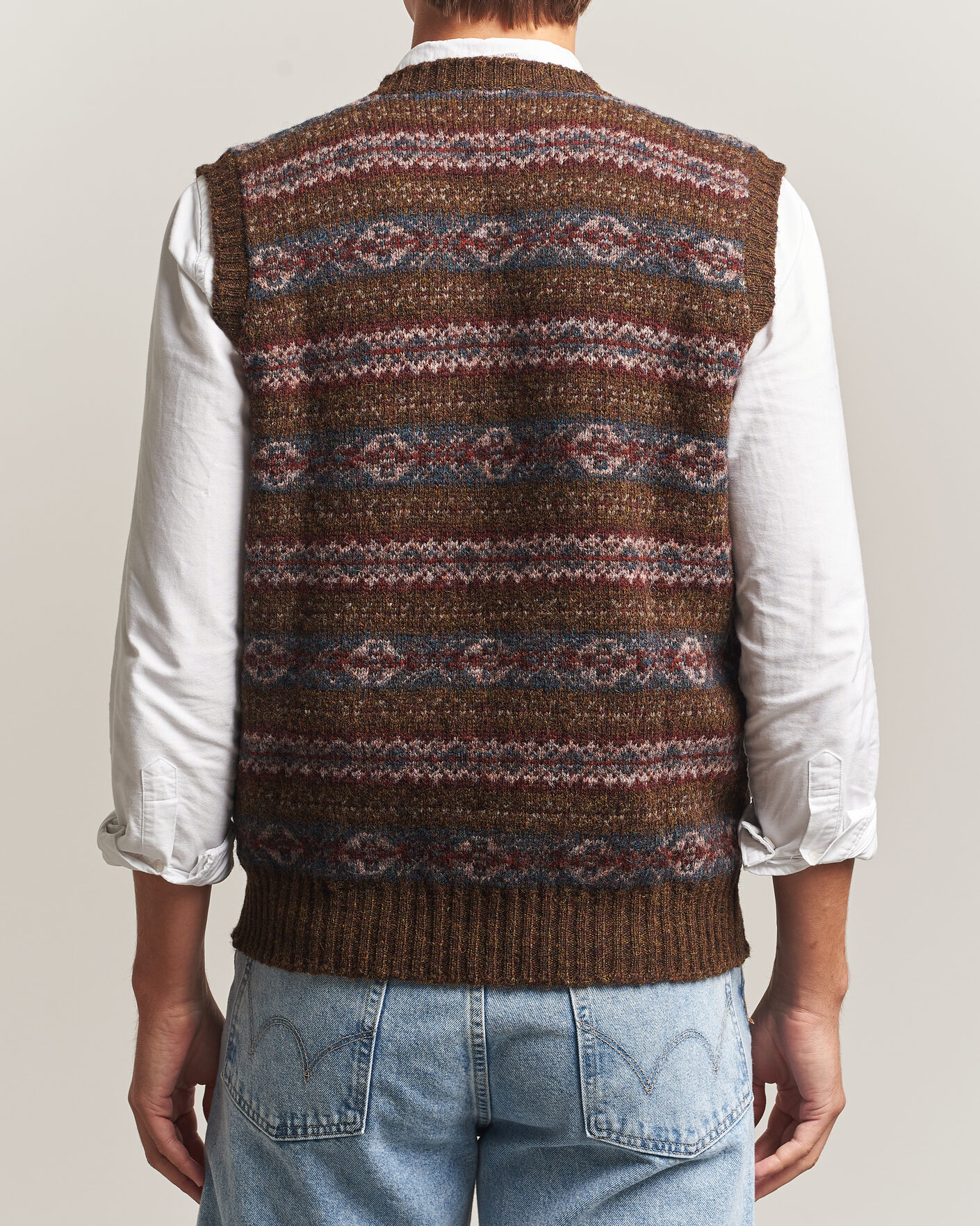 Herre | Trøjer | Jamieson's of Shetland | Jamiesons Of Shetland All Over Fair Isle Slipover Moss Green