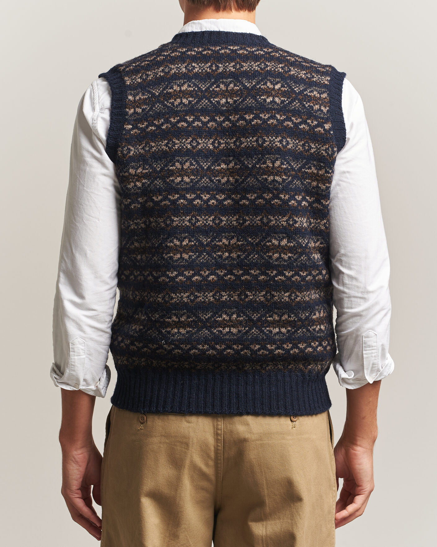 Herre | Trøjer | Jamieson's of Shetland | Jamiesons Of Shetland All Over Fair Isle Slipover Navy