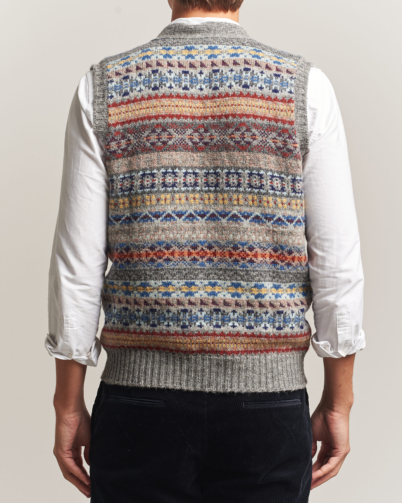 Herre | Trøjer | Jamieson's of Shetland | Jamiesons Of Shetland All Over Fair Isle Waistcoat Grey