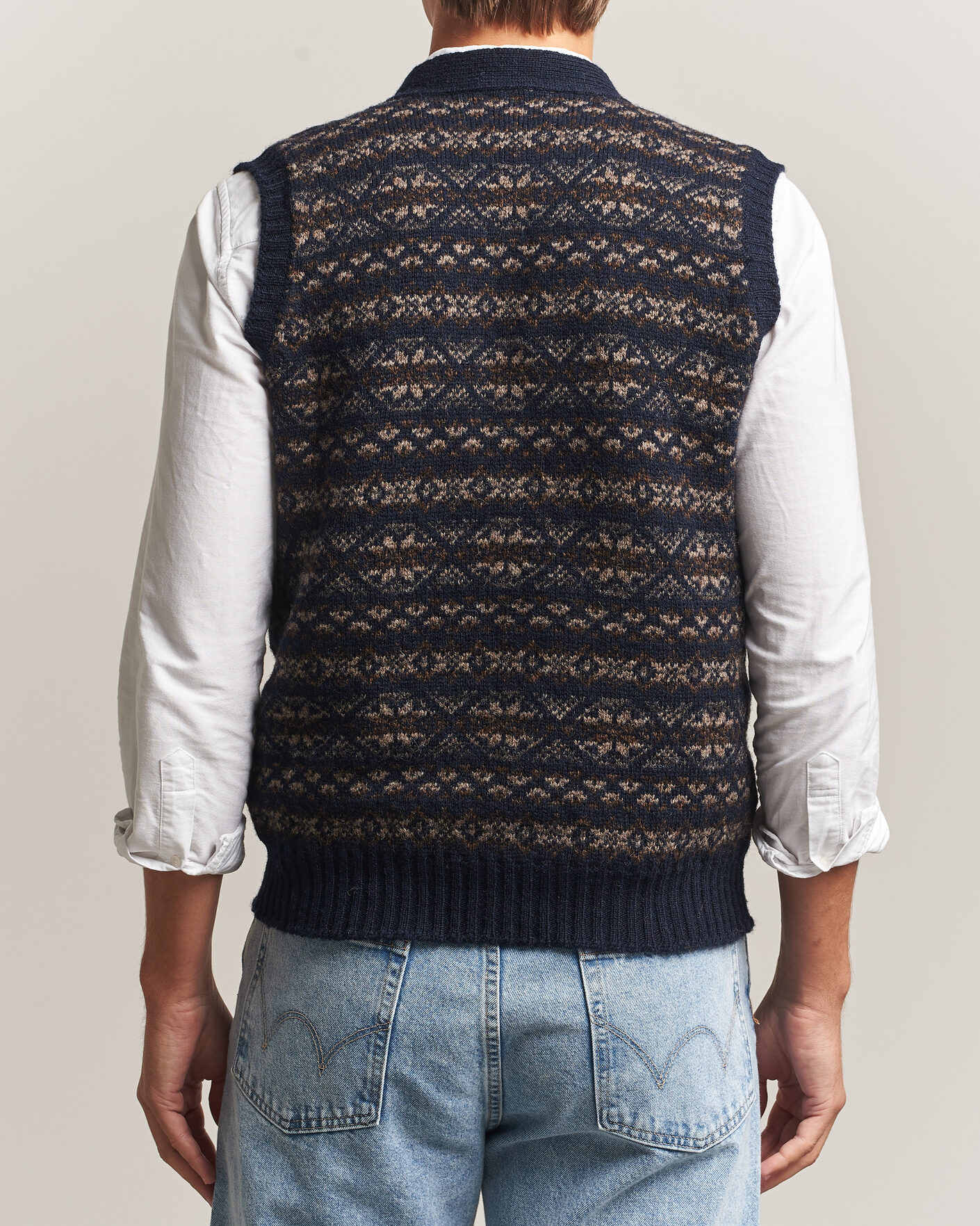 Herre | Trøjer | Jamieson's of Shetland | Jamiesons Of Shetland All Over Fair Isle Waistcoat Navy