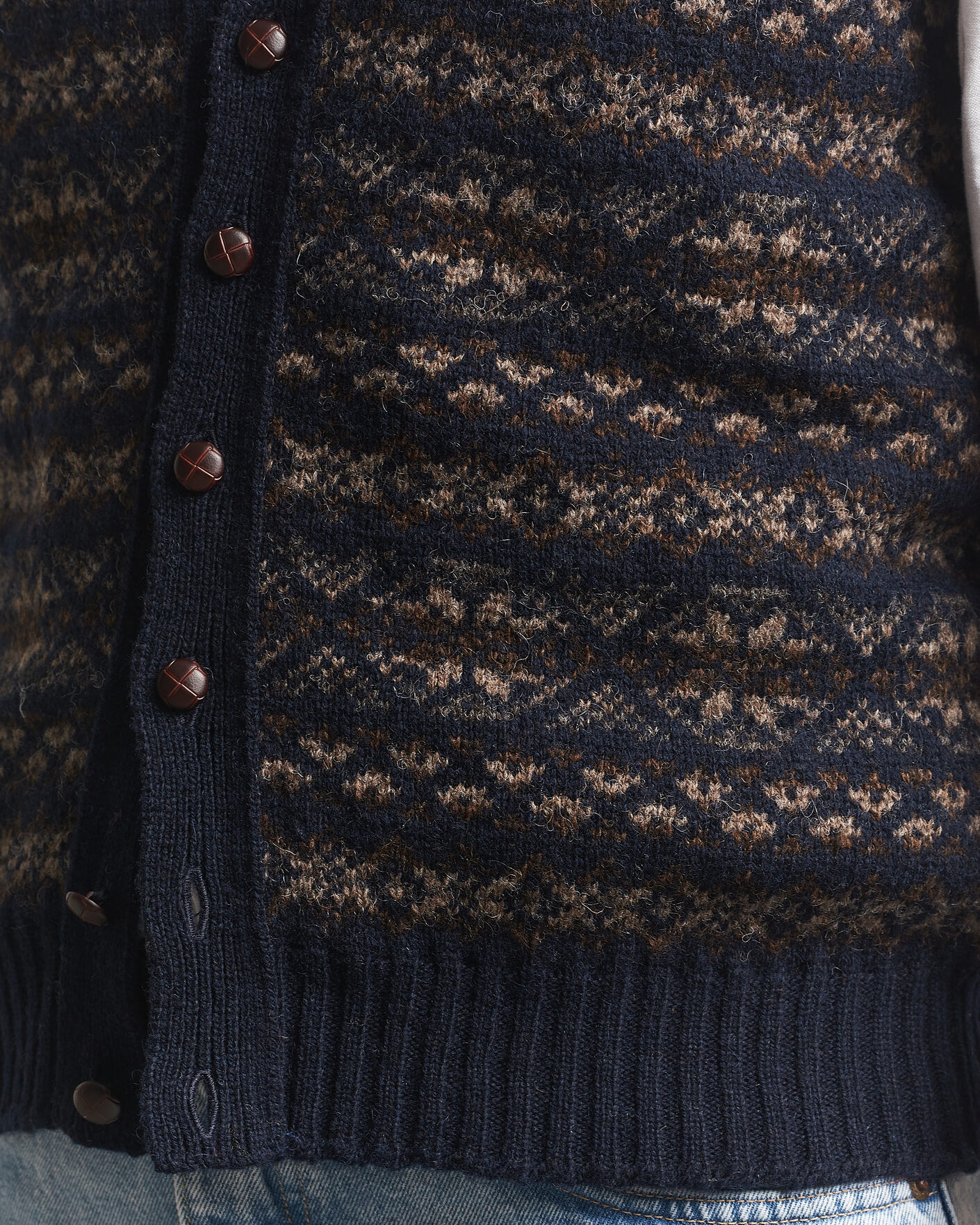 Herre | Trøjer | Jamieson's of Shetland | Jamiesons Of Shetland All Over Fair Isle Waistcoat Navy