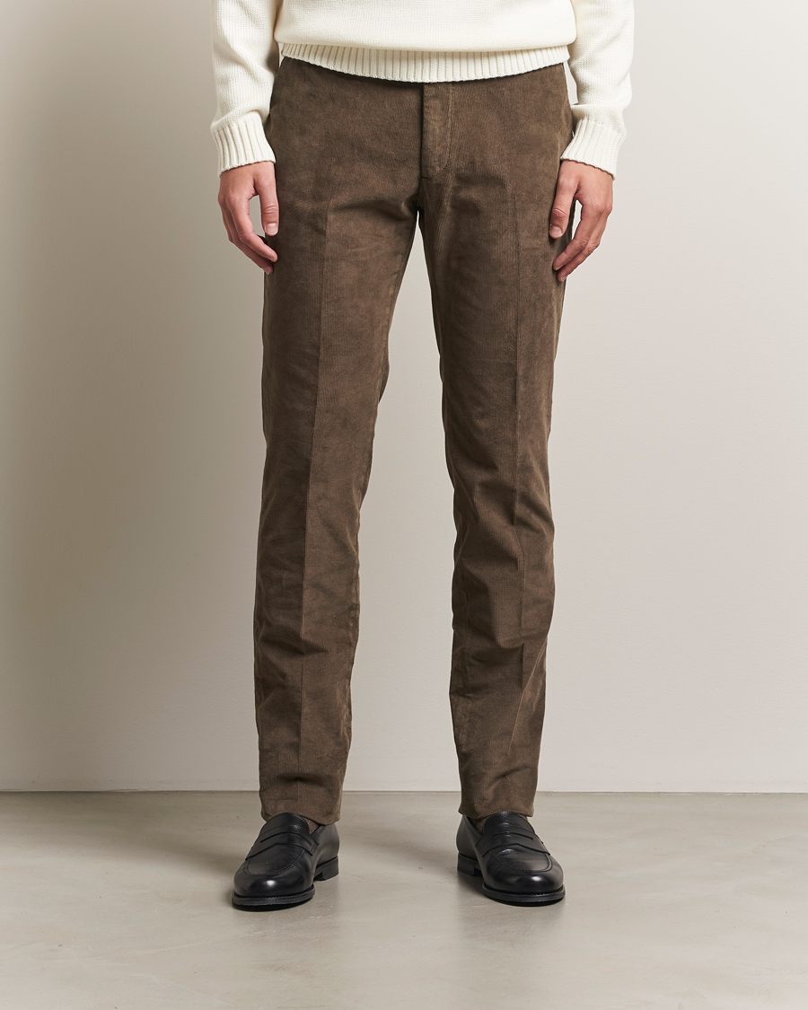 Herre | Bukser | Incotex | Slim Fit Baby Corduroy Trousers Taupe