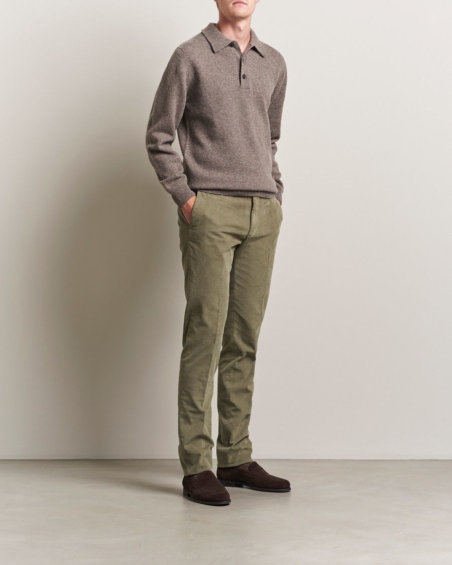 Herre | Bukser | Incotex | Slim Fit Baby Corduroy Trousers Sage