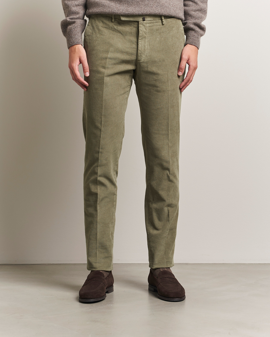Herre | Bukser | Incotex | Slim Fit Baby Corduroy Trousers Sage