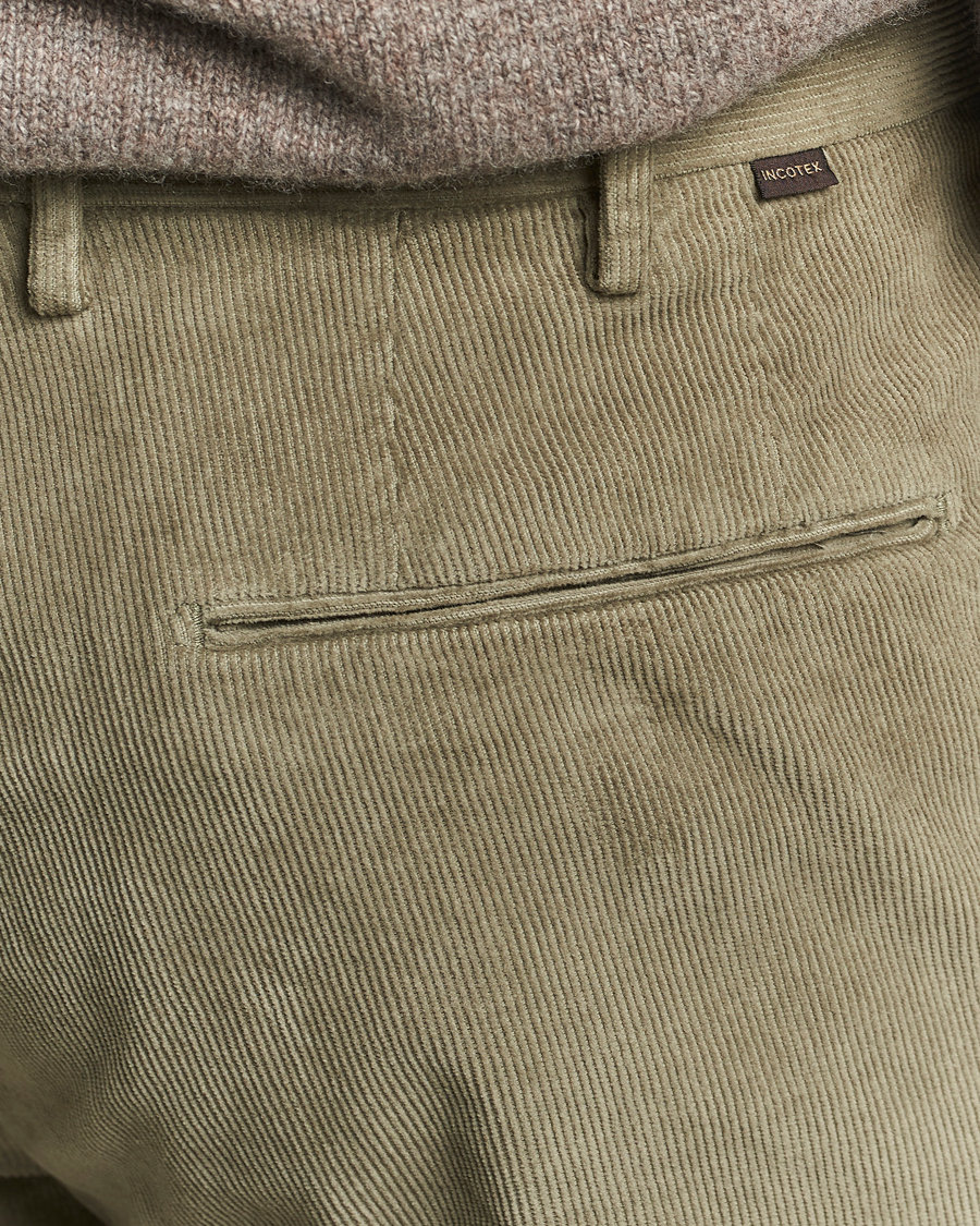 Herre | Bukser | Incotex | Slim Fit Baby Corduroy Trousers Sage