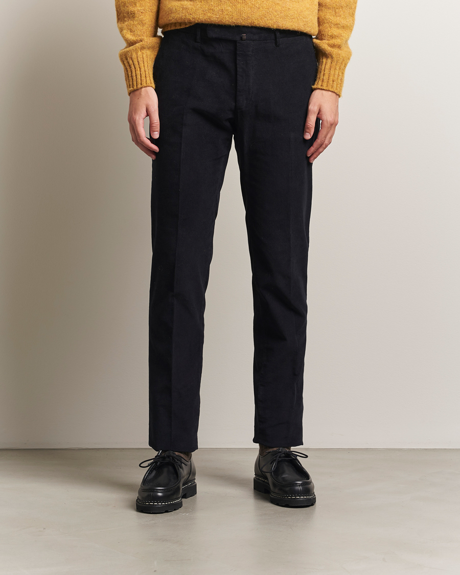 Herre | Bukser | Incotex | Slim Fit Baby Corduroy Trousers Navy