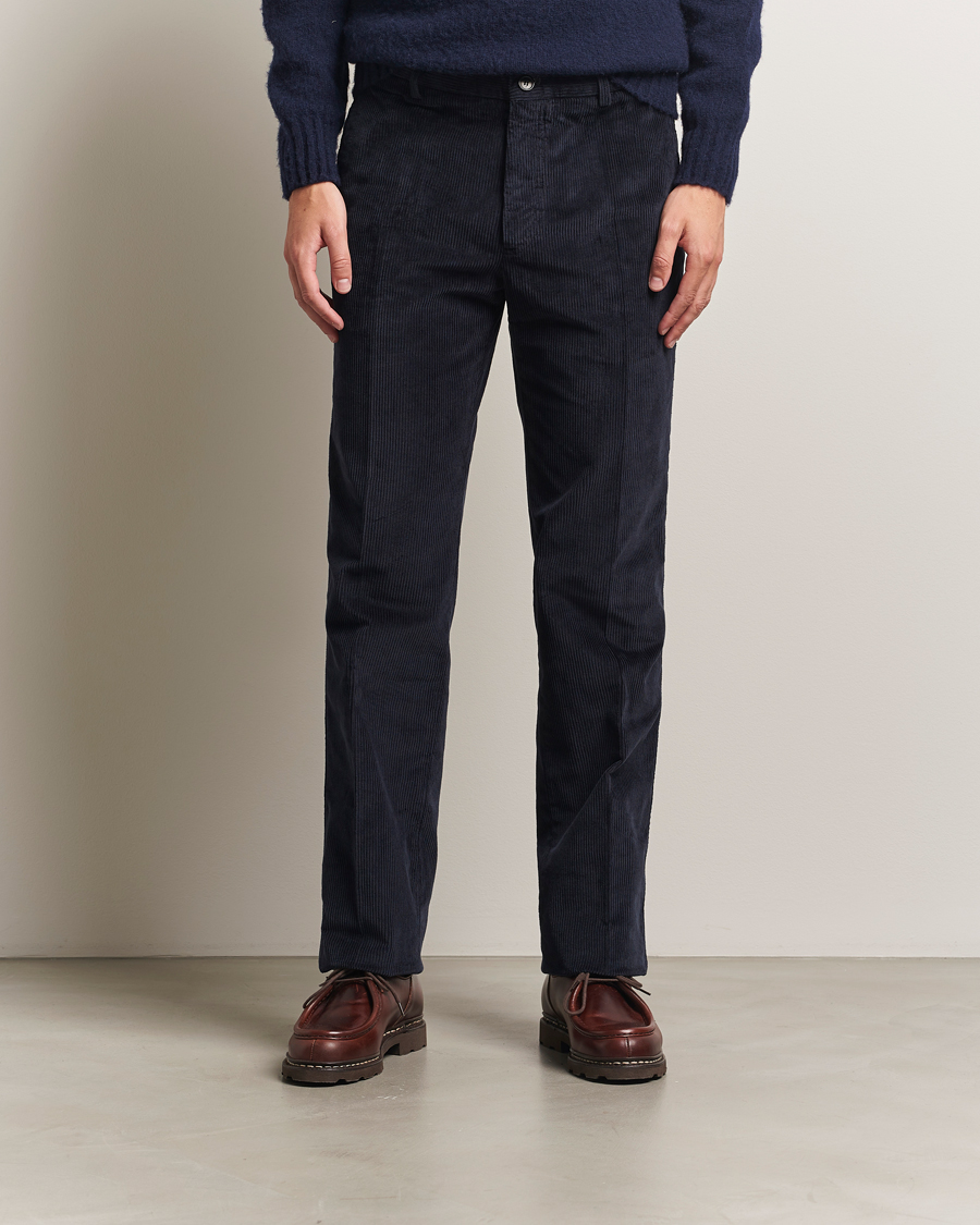 Herre | Bukser | Incotex | Regular Fit British Corduroy Trousers Navy