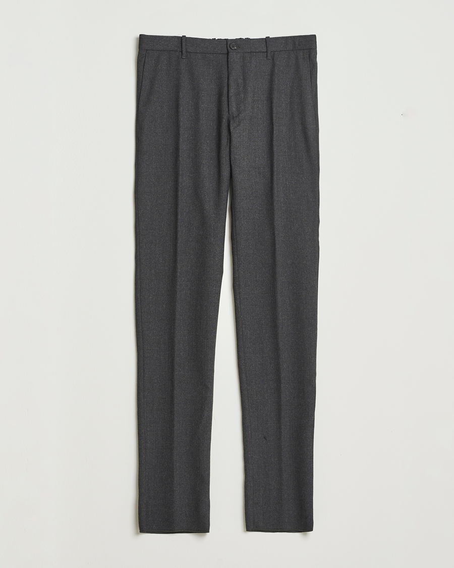 Herre | Bukser | Incotex | Slim Fit Washable Flannel Trousers Charcoal