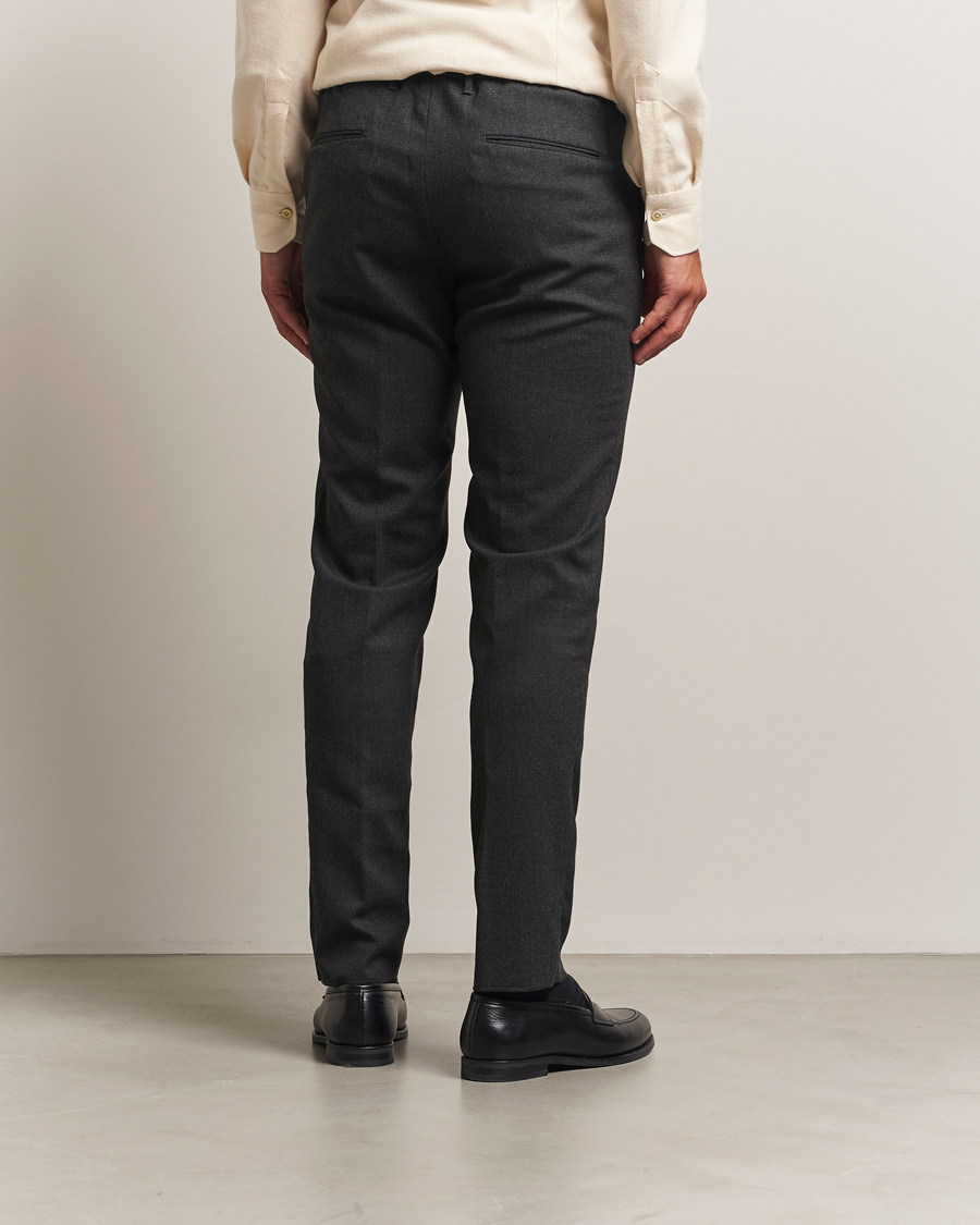 Herre | Bukser | Incotex | Slim Fit Washable Flannel Trousers Charcoal