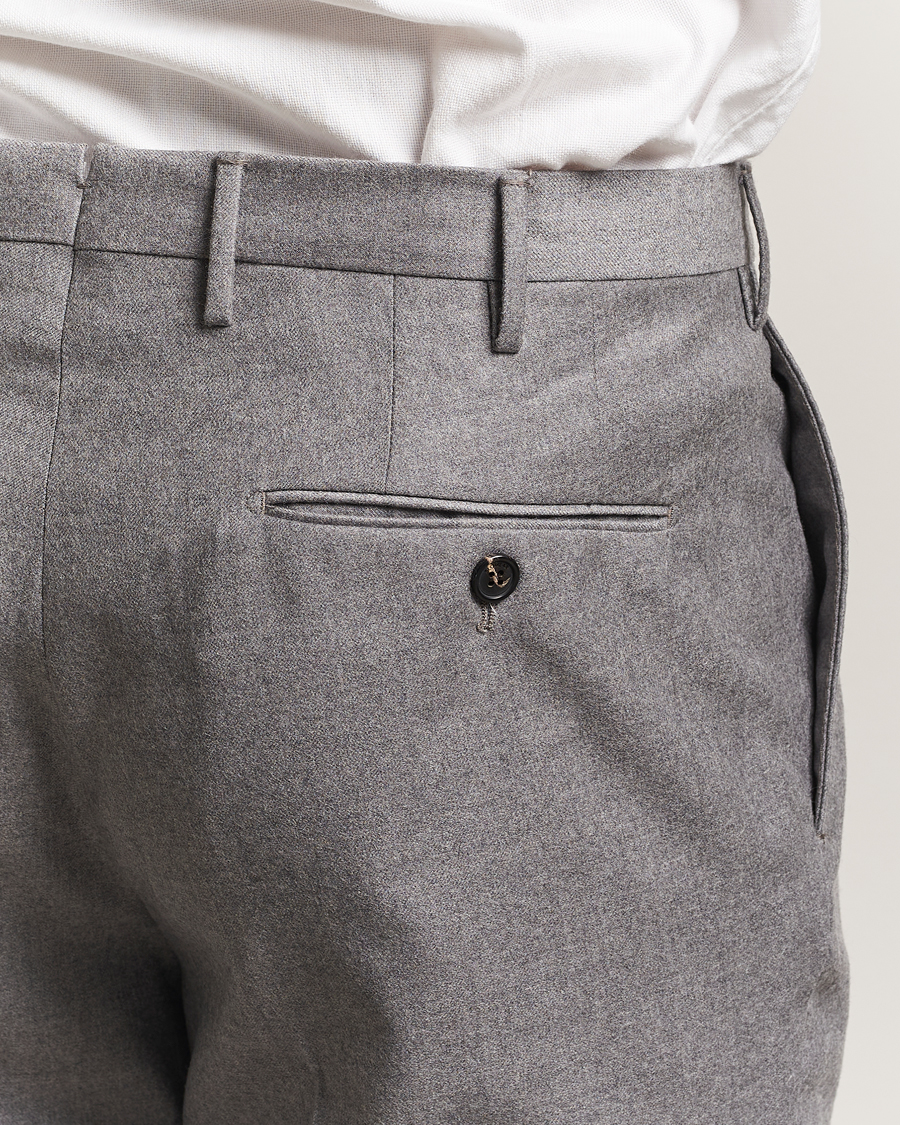 Herre | Bukser | Incotex | Regular Fit Worsted Flannel Trousers Light Grey