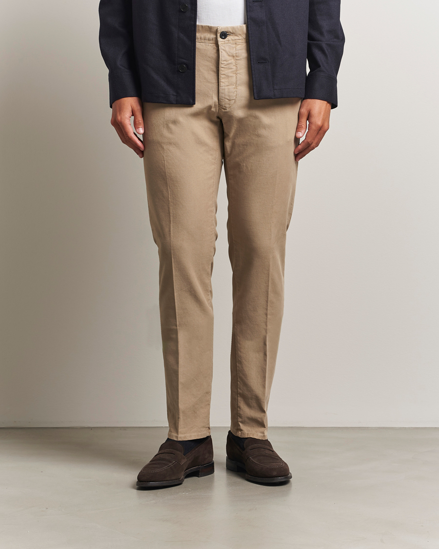 Herre | Bukser | Incotex | Slim Fit Garment Dyed Slacks Beige