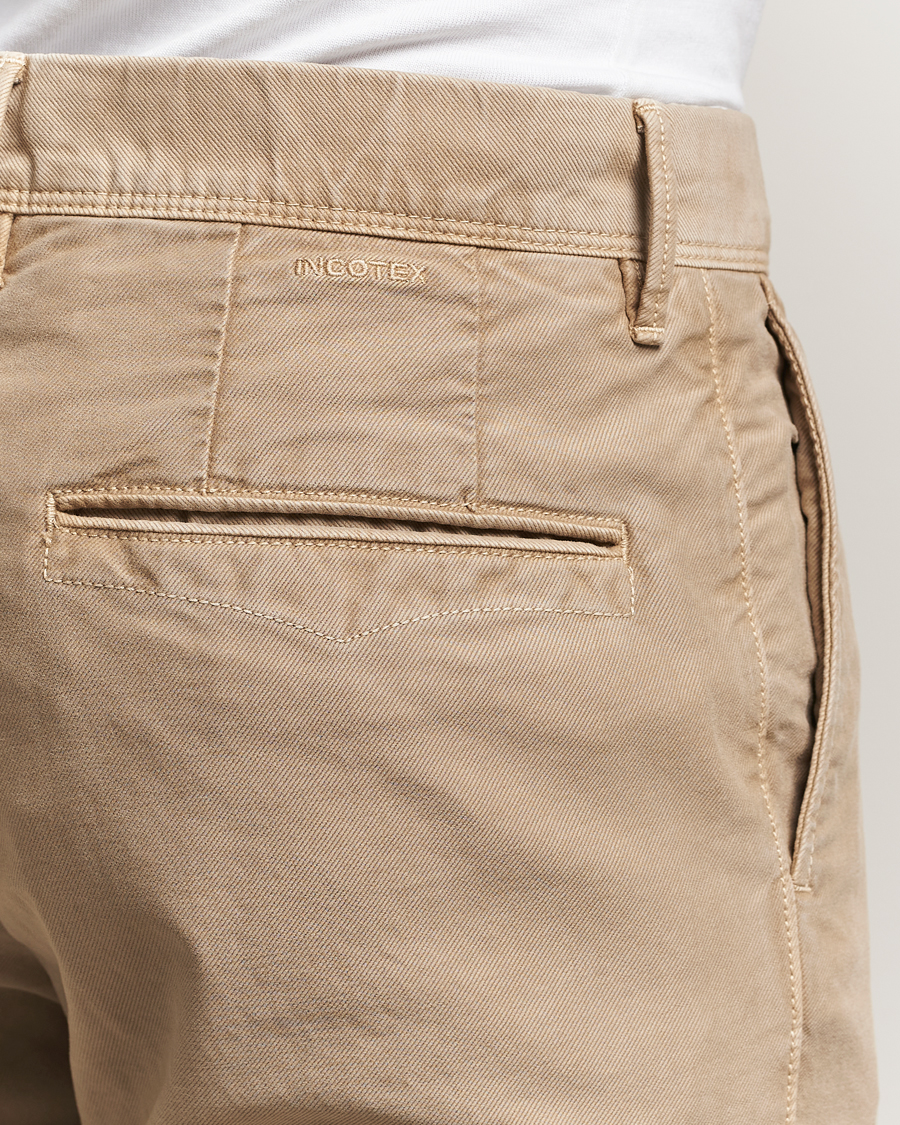 Herre | Bukser | Incotex | Slim Fit Garment Dyed Slacks Beige