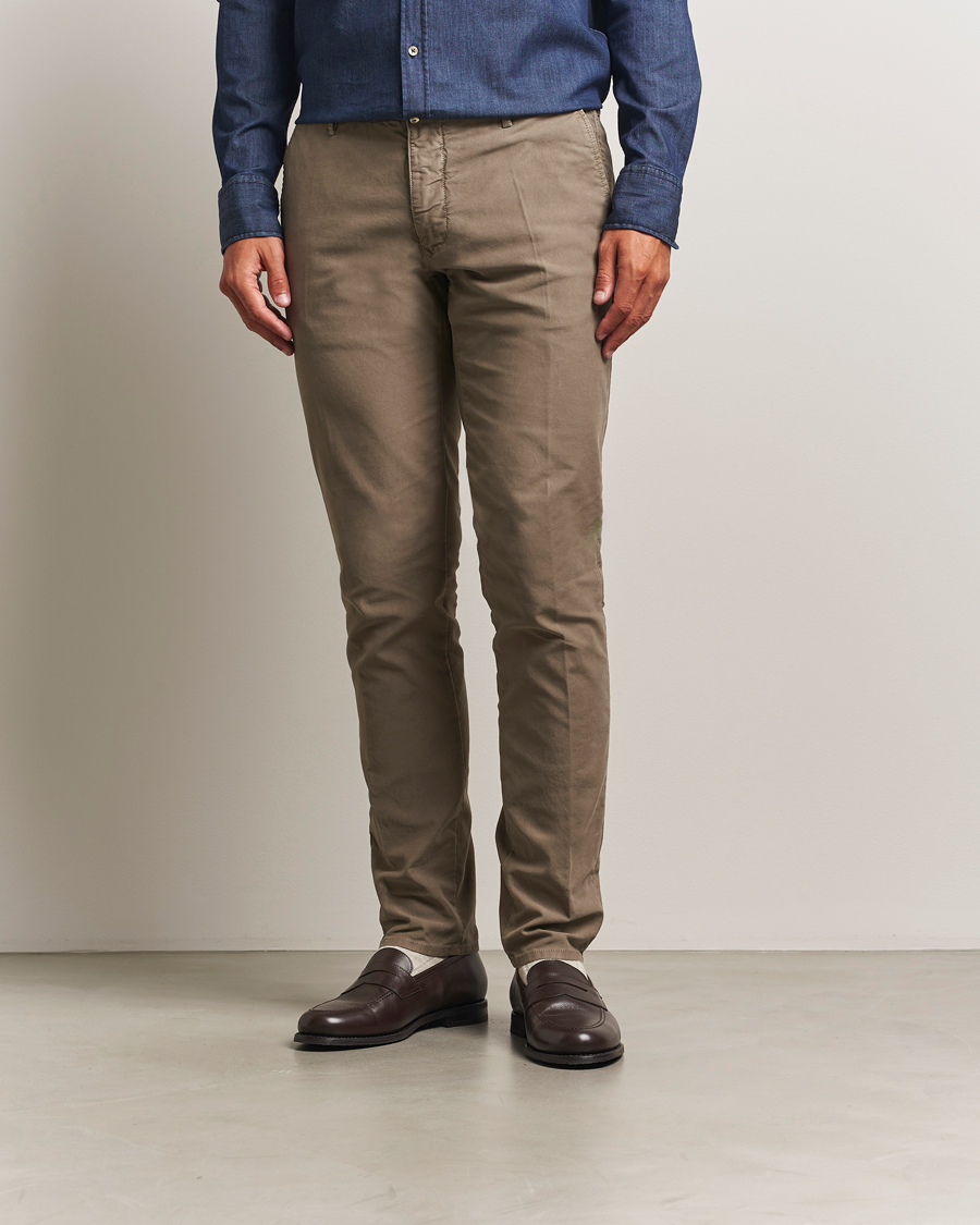Herre | Bukser | Incotex | Slim Fit Garment Dyed Slacks Taupe