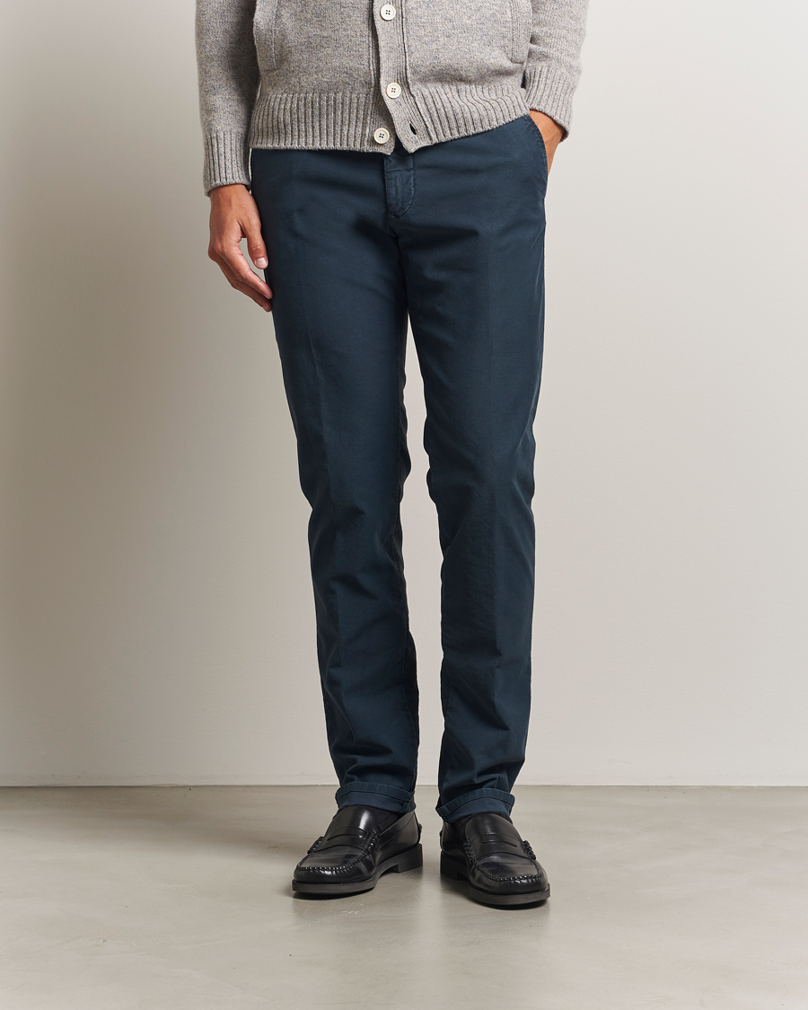 Herre | Bukser | Incotex | Slim Fit Garment Dyed Slacks Navy