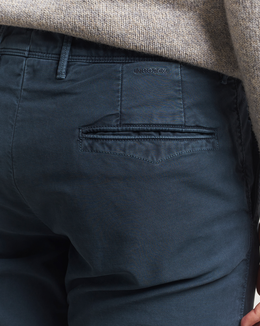 Herre | Bukser | Incotex | Slim Fit Garment Dyed Slacks Navy