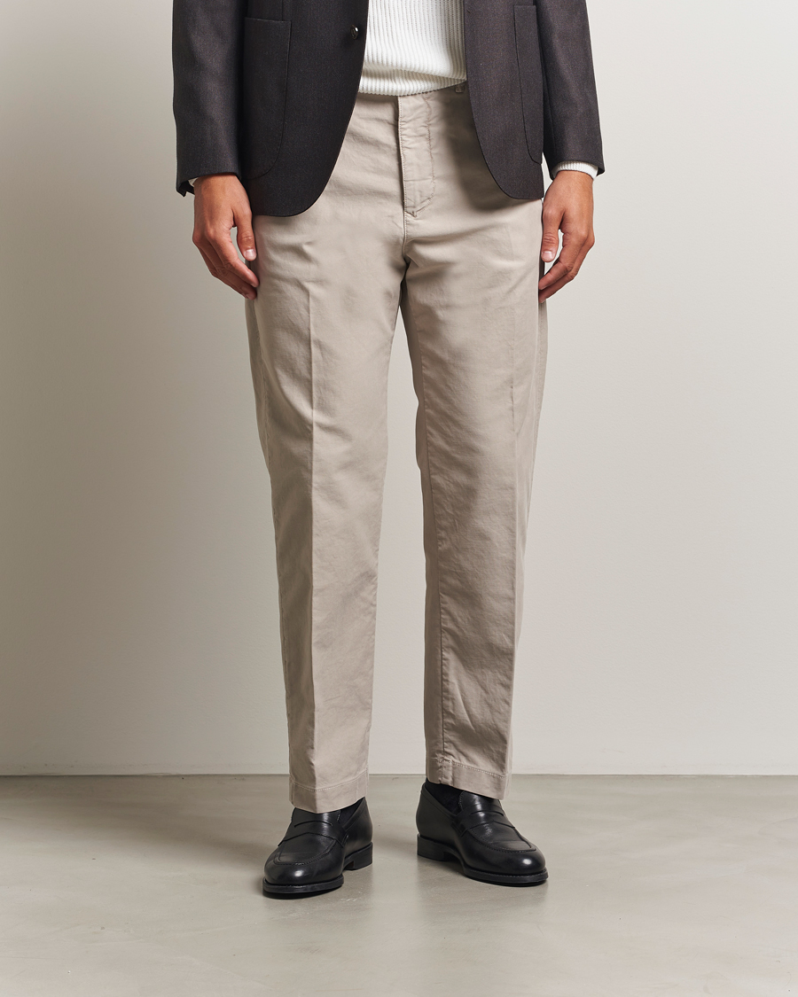 Herre | Bukser | Incotex | Regular Fit Garment Dyed Slacks Beige