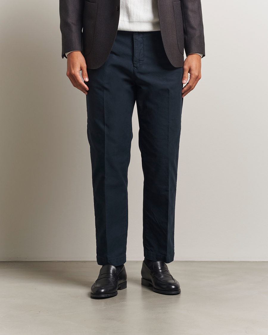 Herre | Bukser | Incotex | Regular Fit Garment Dyed Slacks Navy