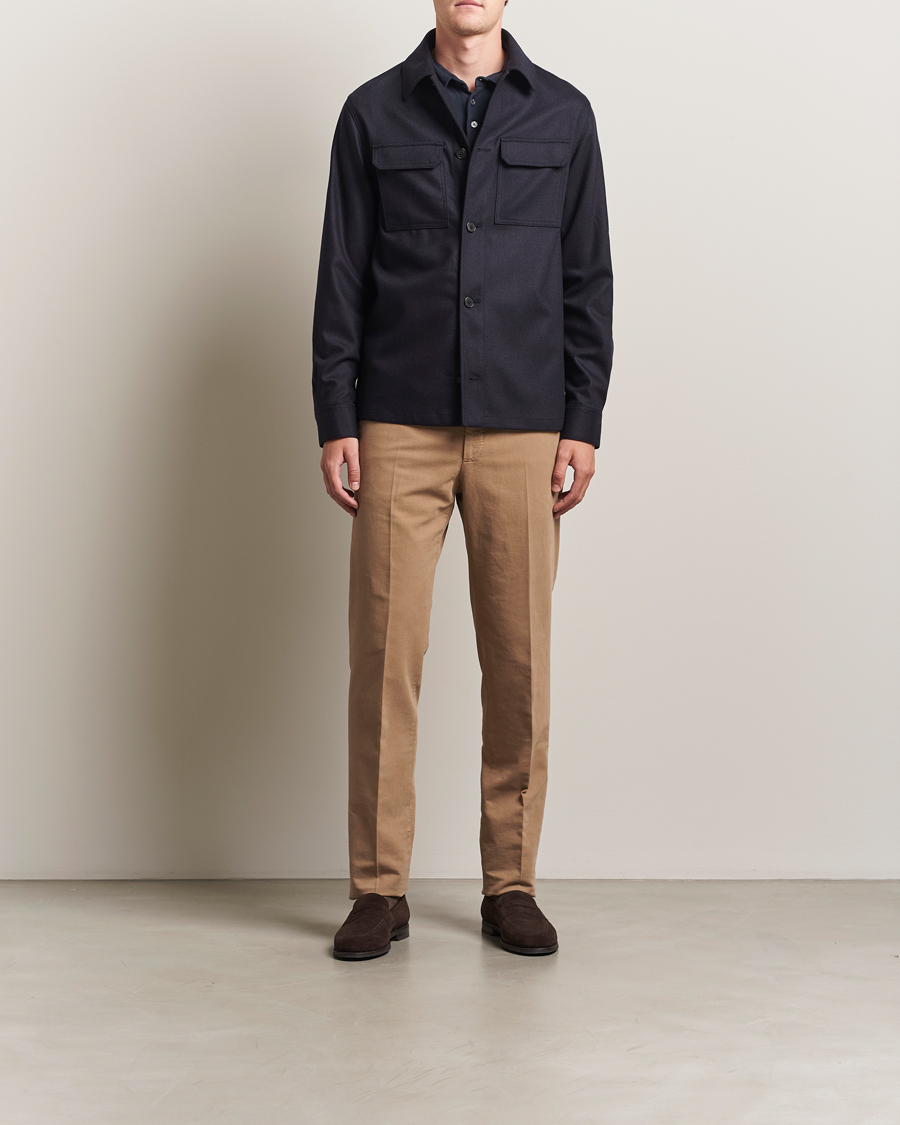 Herre | Skjorter | Incotex | Flannel Overshirt Navy