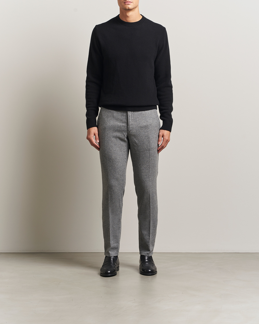 Herre | Bukser | Incotex | Slim Fit Washed Flannel Slacks Light Grey