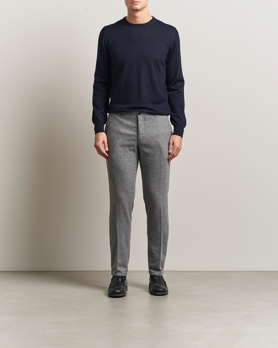 Herre | Bukser | Incotex | Slim Fit Washed Flannel Slacks Light Grey
