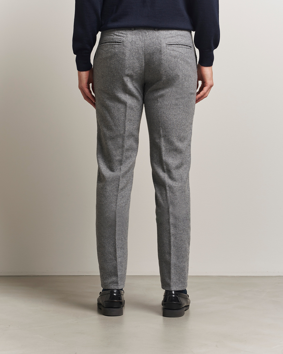 Herre | Bukser | Incotex | Slim Fit Washed Flannel Slacks Light Grey