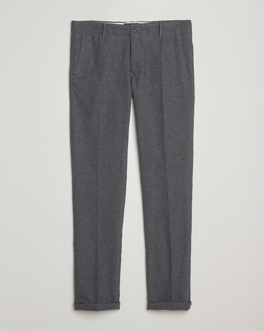 Herre | Bukser | Incotex | Slim Fit Washed Flannel Slacks Grey Melange
