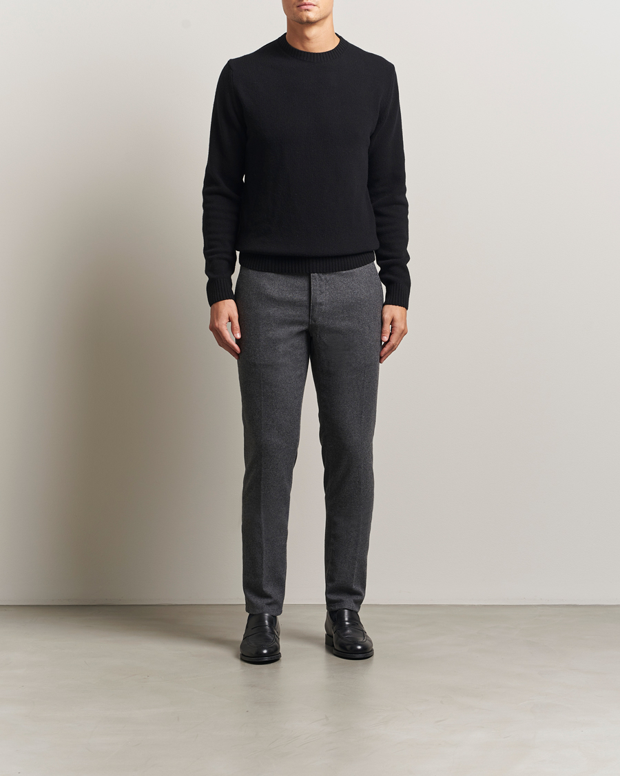 Herre | Bukser | Incotex | Slim Fit Washed Flannel Slacks Grey Melange