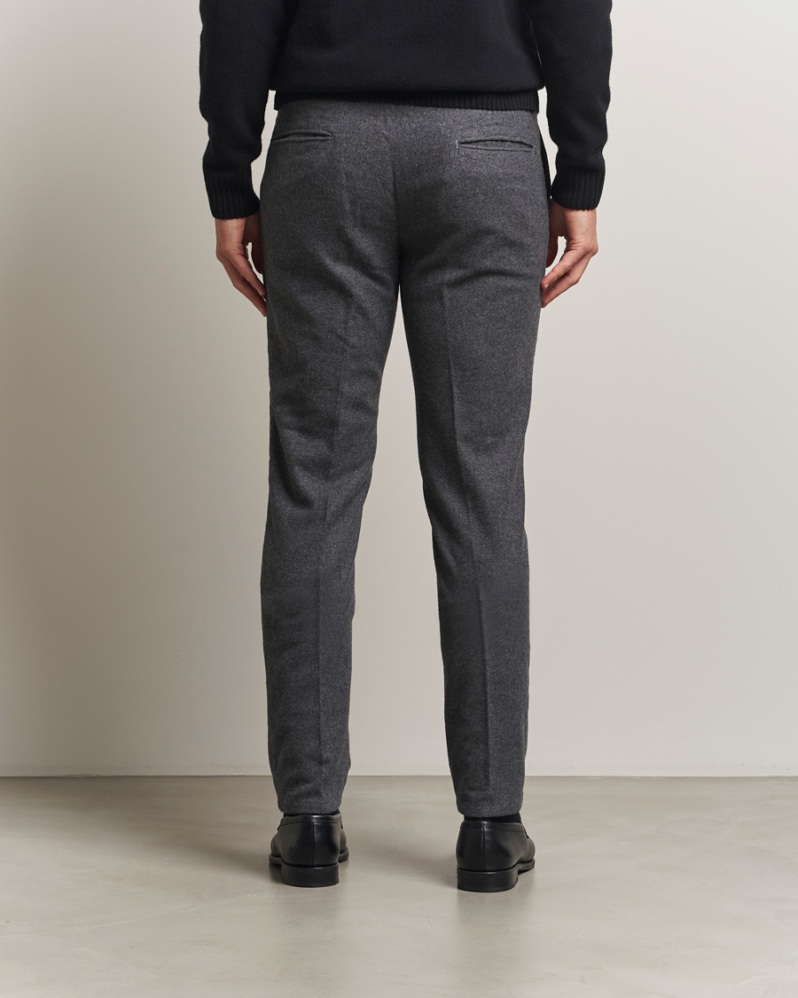 Herre | Bukser | Incotex | Slim Fit Washed Flannel Slacks Grey Melange