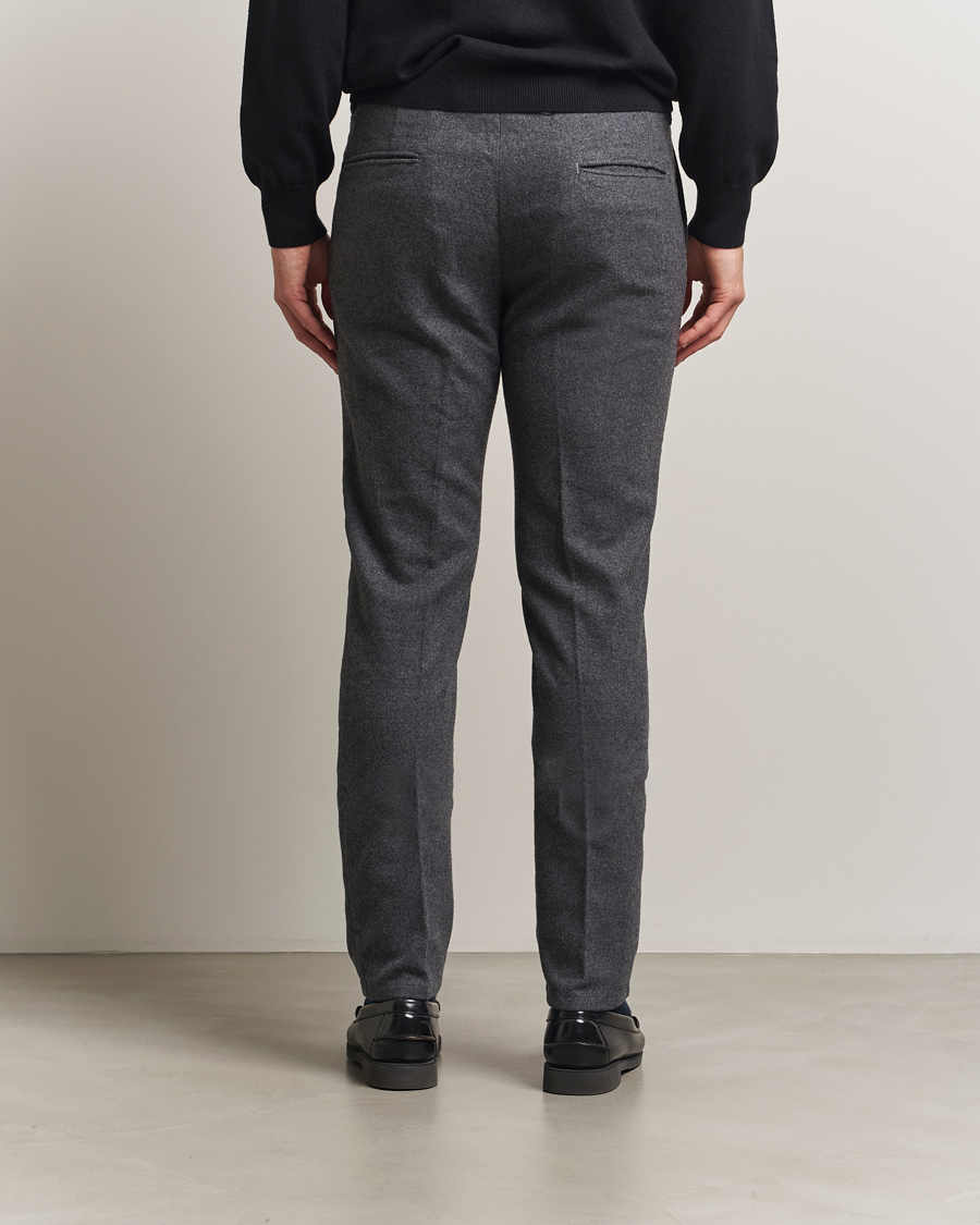 Herre | Bukser | Incotex | Slim Fit Washed Flannel Slacks Grey Melange