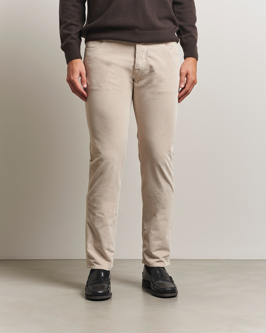 Herre | Bukser | Jacob Cohën | Bard 5-Pocket Medium Corduroy Trousers Off White