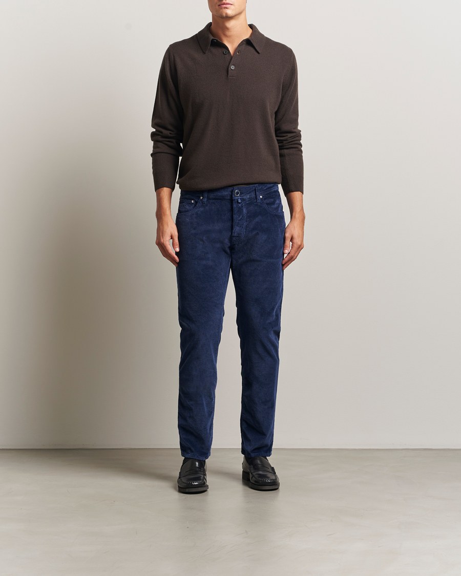 Herre | Bukser | Jacob Cohën | Bard 5-Pocket Medium Corduroy Trousers Dark Blue