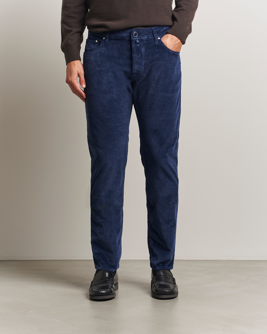 Herre | Bukser | Jacob Cohën | Bard 5-Pocket Medium Corduroy Trousers Dark Blue