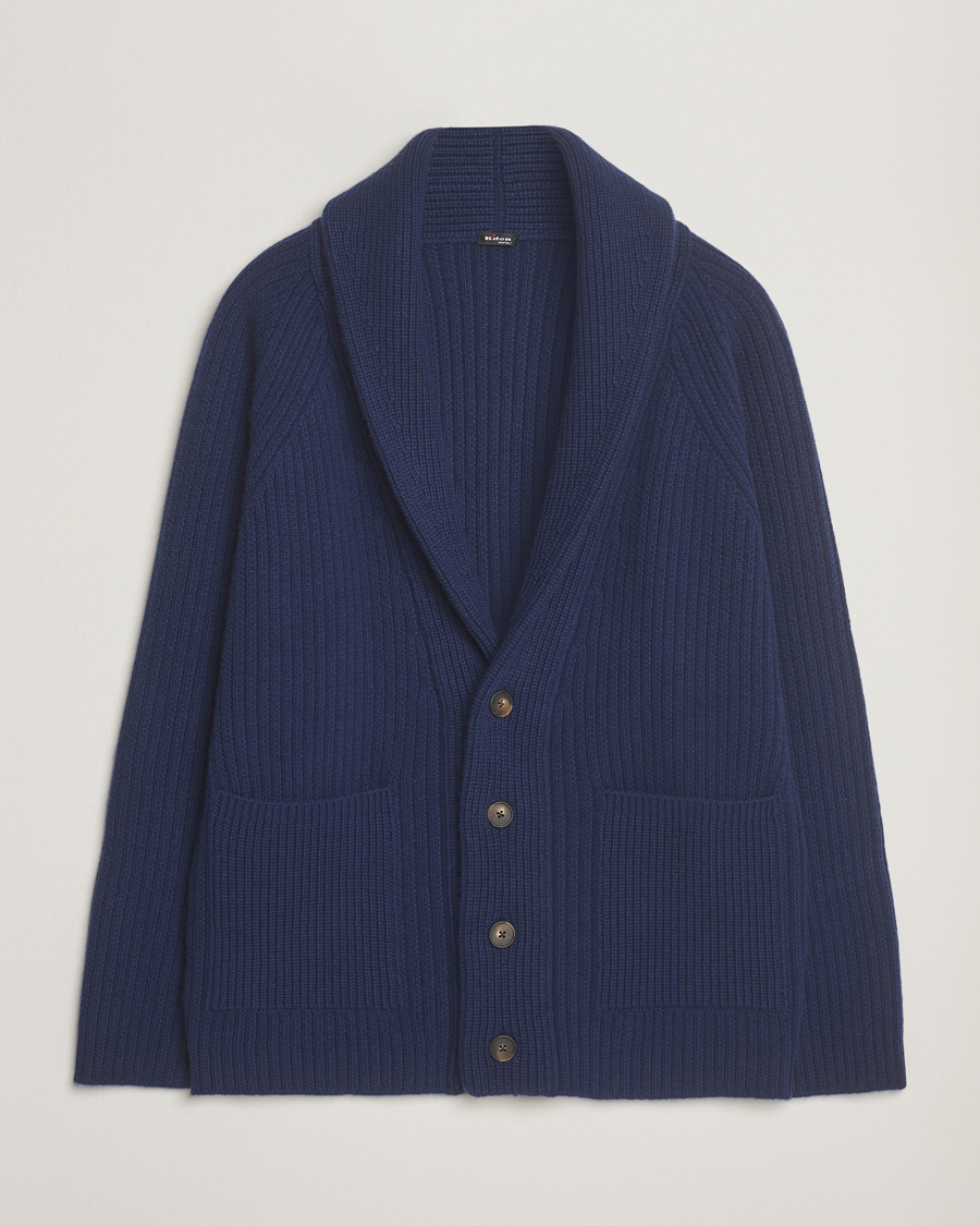 Herre | Trøjer | Kiton | Cashmere Rib Shawl Cardigan Navy