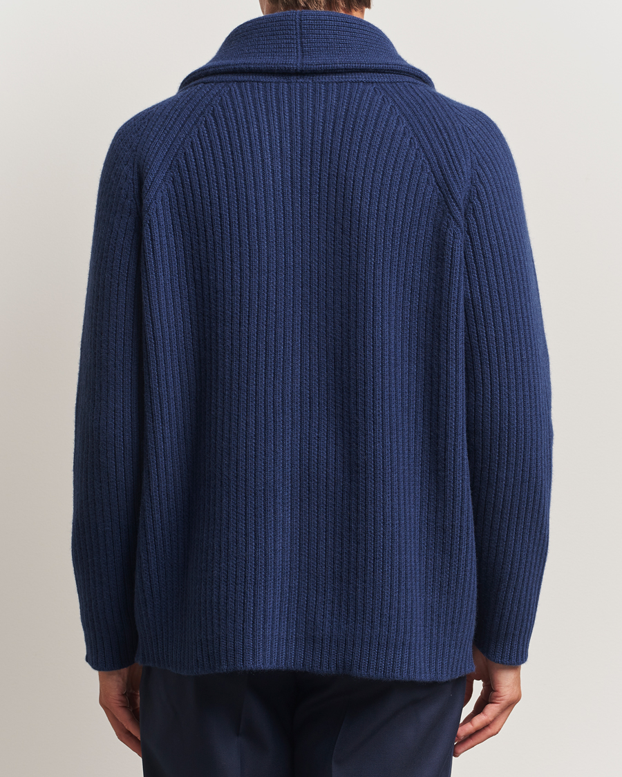 Herre | Trøjer | Kiton | Cashmere Rib Shawl Cardigan Navy