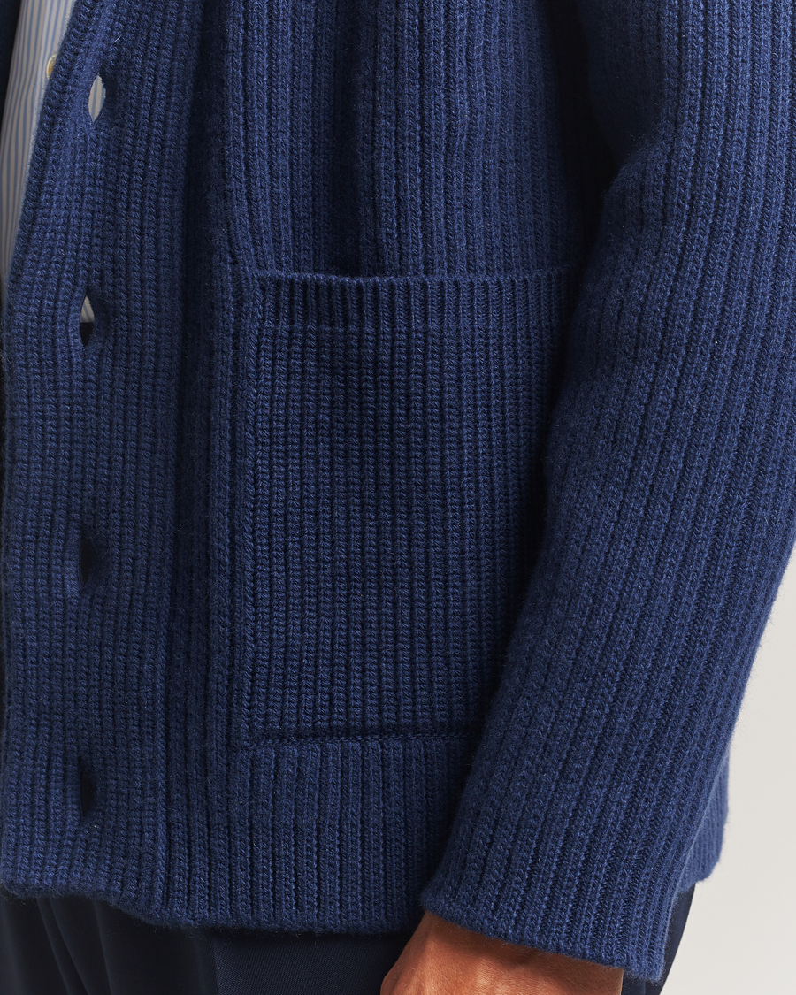Herre | Trøjer | Kiton | Cashmere Rib Shawl Cardigan Navy