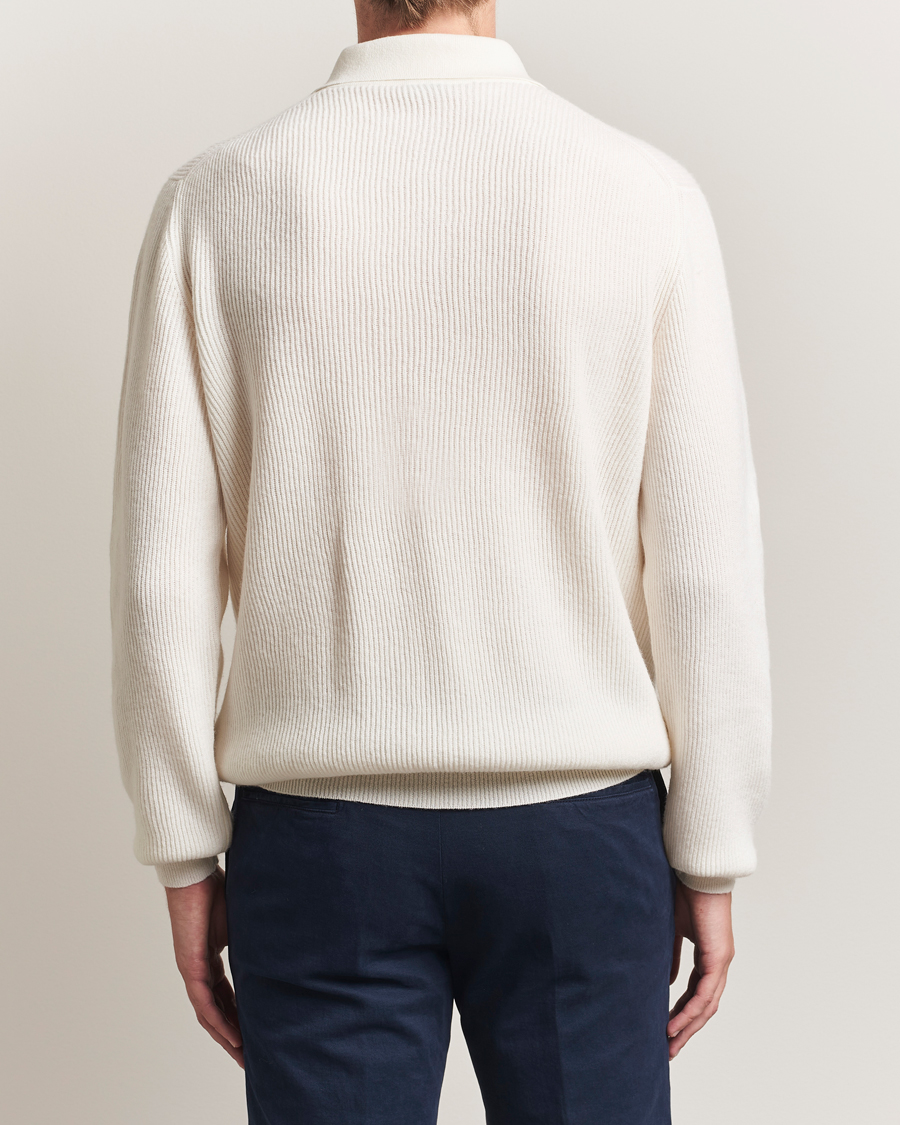 Herre | Trøjer | Kiton | Cashmere Rib Long Sleeve Polo Light Beige