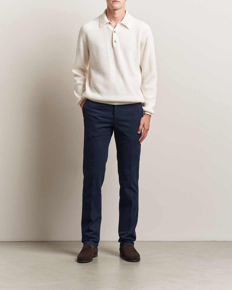 Herre | Bukser | Kiton | Cotton/Cashmere Trousers Navy