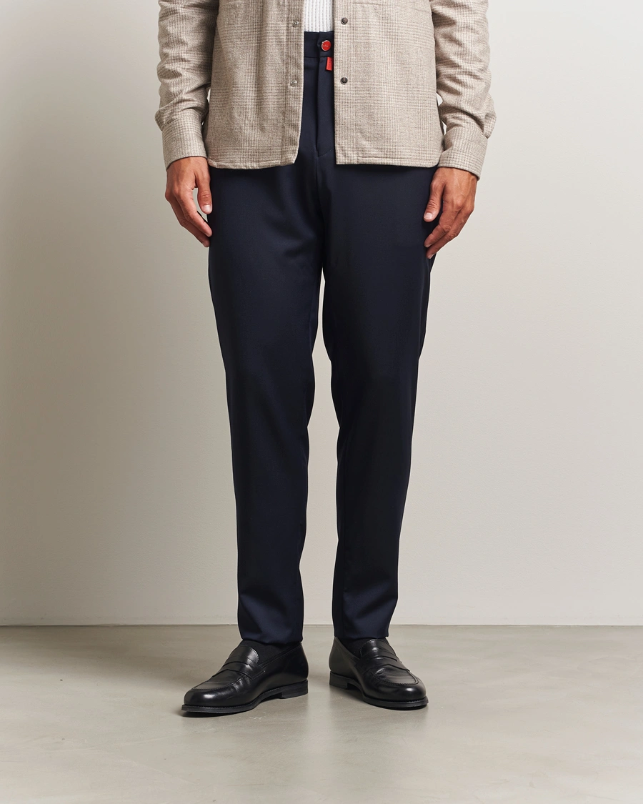 Herre | Bukser | Kiton | Wool Stretch Drawstring Pants Navy