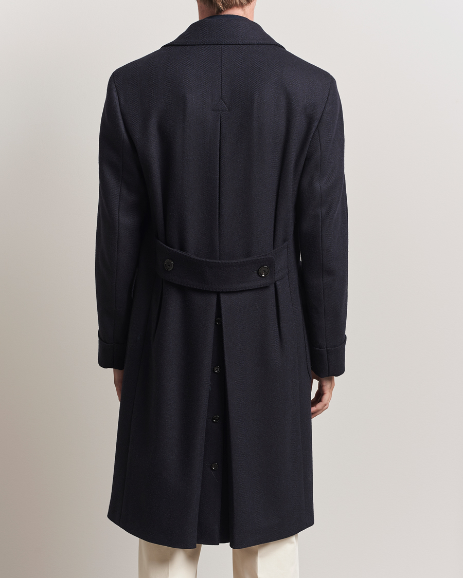 Herre | Jakker | Lardini | Wool/Cashmere Herringbone Coat Navy