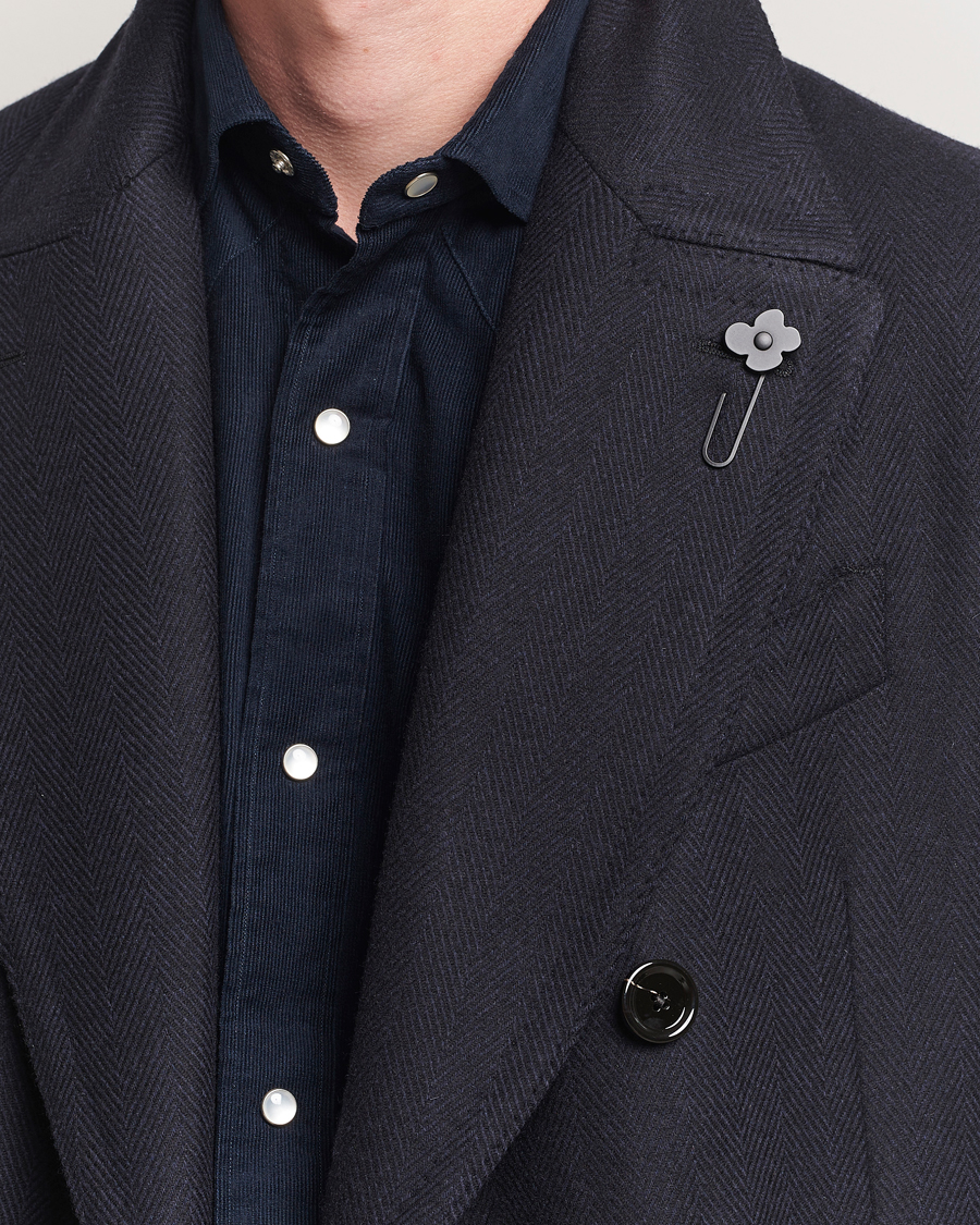 Herre | Jakker | Lardini | Wool/Cashmere Herringbone Coat Navy