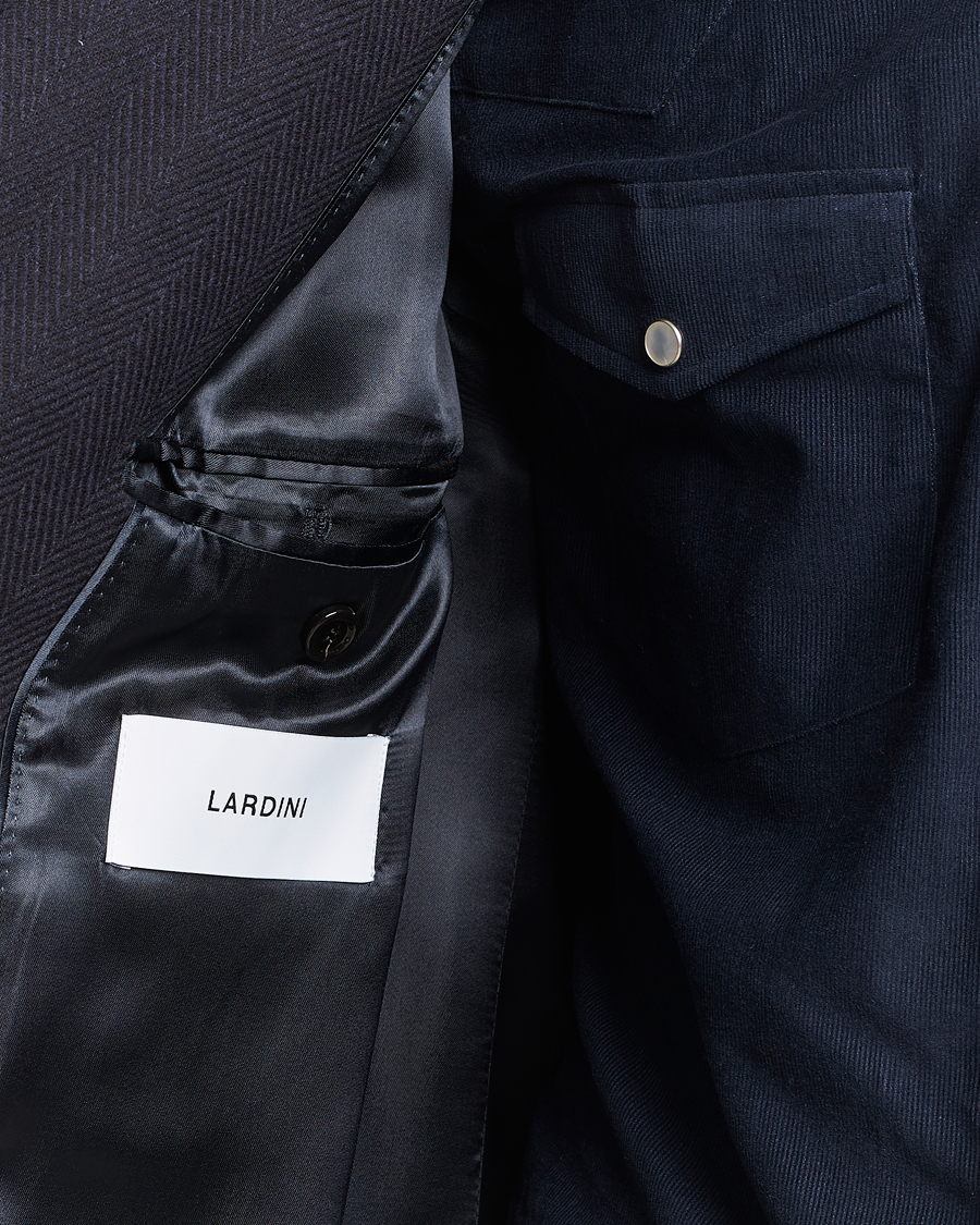Herre | Jakker | Lardini | Wool/Cashmere Herringbone Coat Navy