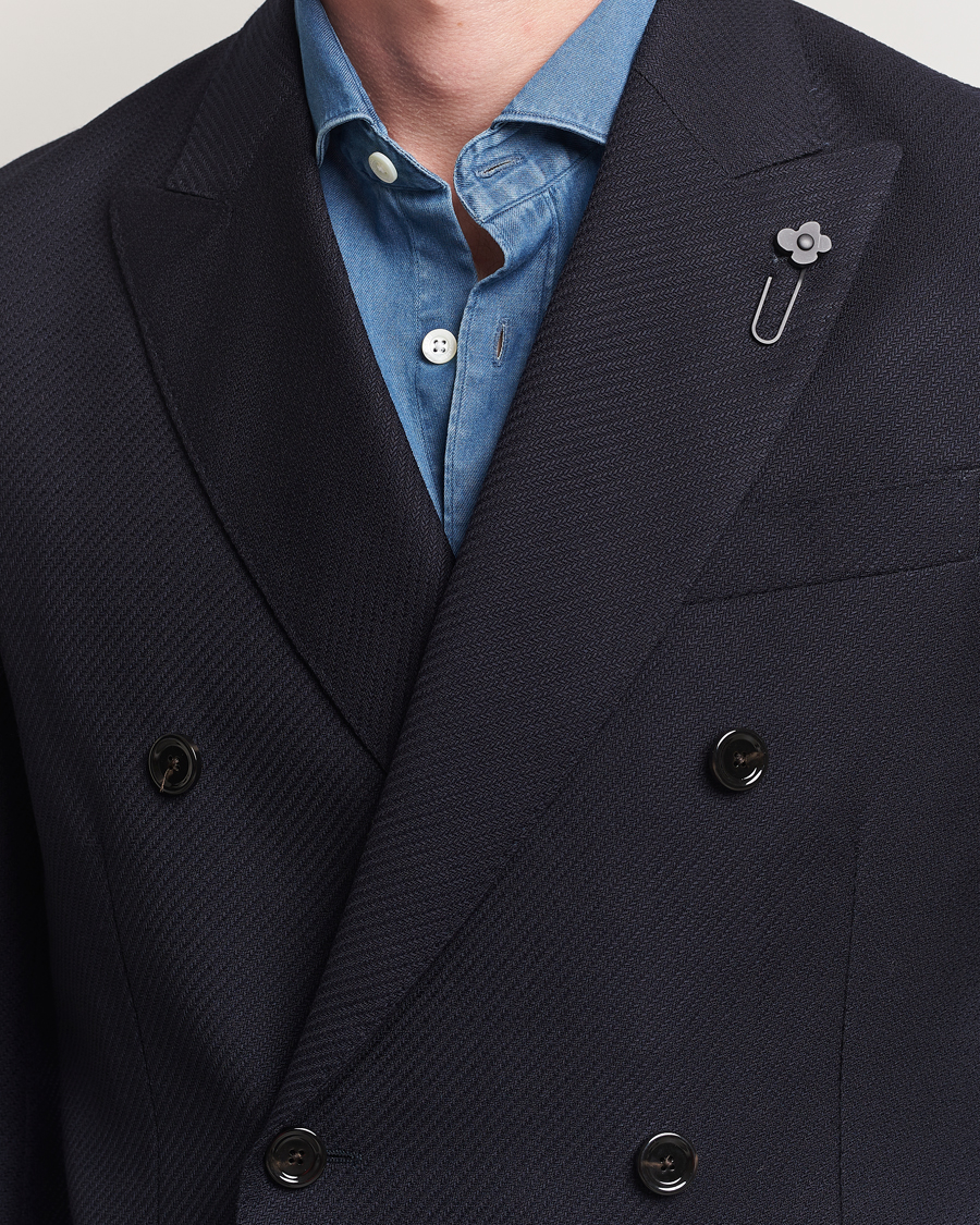 Herre | Blazere & jakker | Lardini | Double Breasted Twisted Wool Blazer Navy