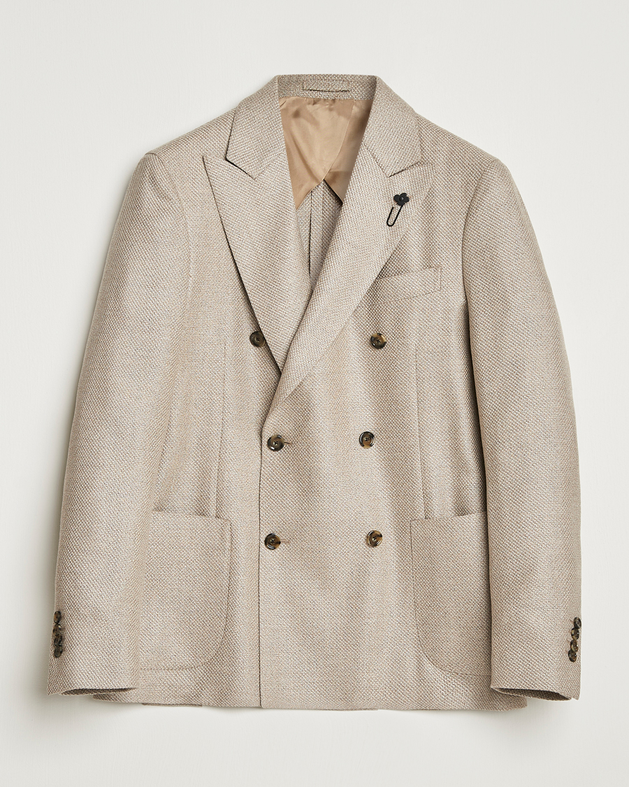Herre | Blazere & jakker | Lardini | Double Breasted Wool/Silk/Cashmere Blazer Beige