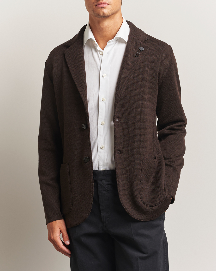 Herre | Blazere & jakker | Lardini | Knitted Wool Blazer Dark Brown