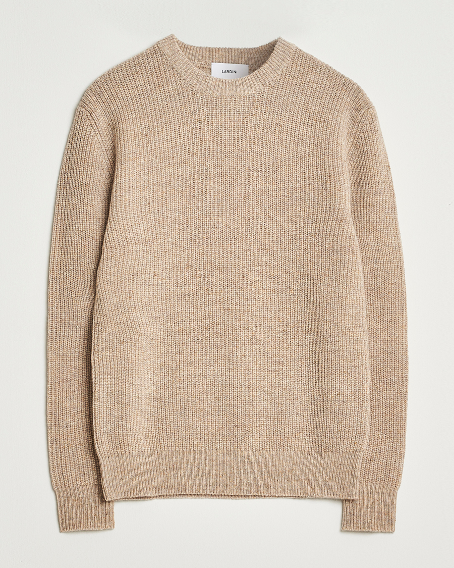 Herre | Trøjer | Lardini | Knitted Wool Crew Neck Light Brown