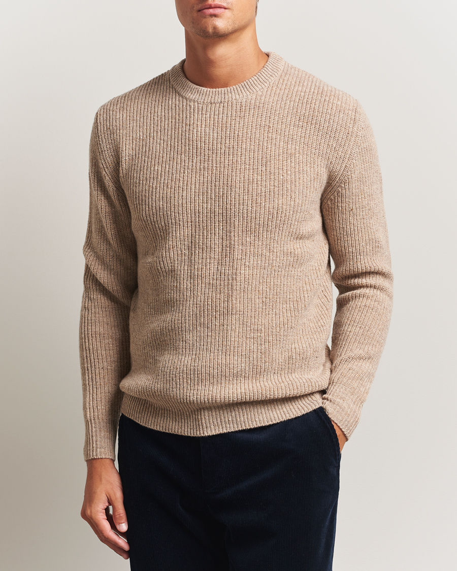 Herre | Trøjer | Lardini | Knitted Wool Crew Neck Light Brown