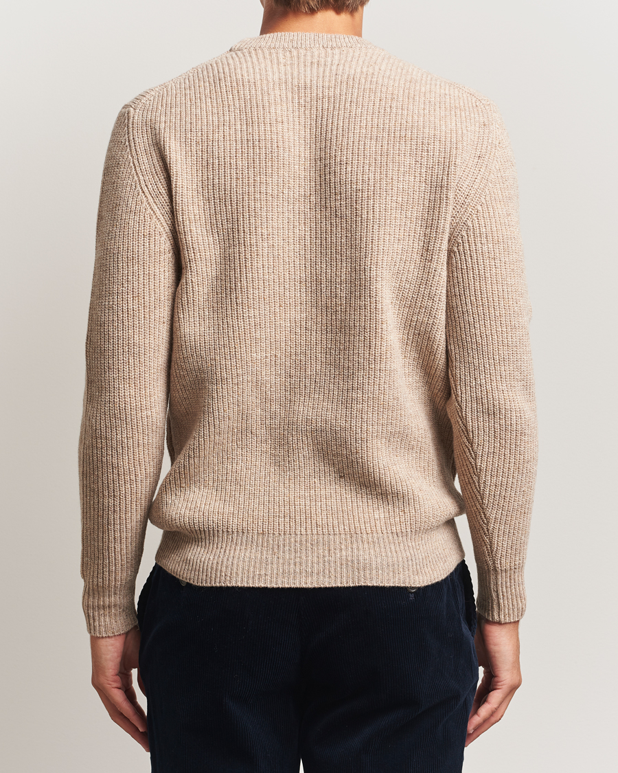 Herre | Trøjer | Lardini | Knitted Wool Crew Neck Light Brown